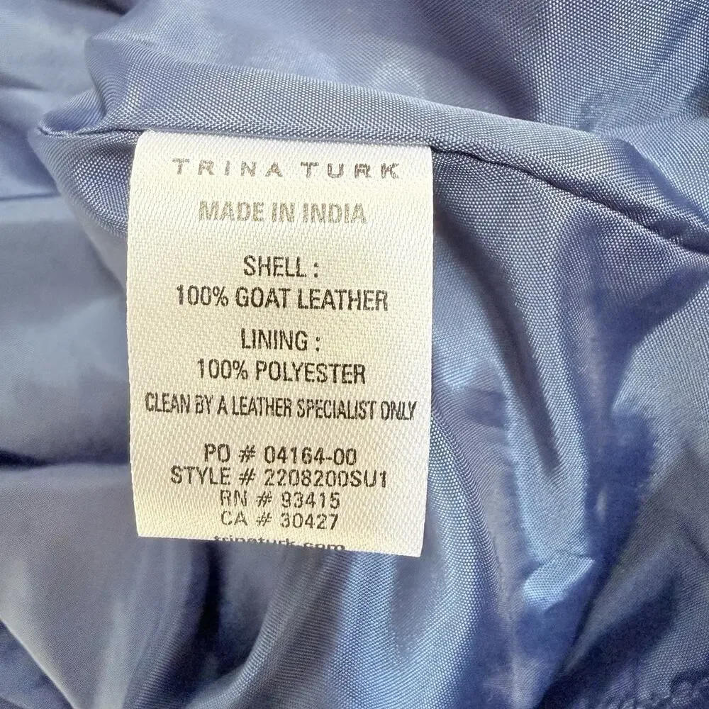 Trina Turk Blue Suede Goat Leather Mini Skirt Womens 16 Boho Y2K
